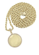 10K Yellow Gold Chain & Small Cz Round Picture Pendant | Appx. 14.9 Grams