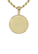 10K Yellow Gold Chain & Small Cz Round Picture Pendant | Appx. 14.9 Grams