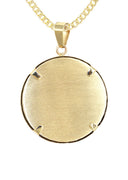 14K Yellow Gold Round Picture Pendant Necklace | Appx. 1 Inch