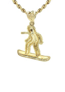 10K Yellow Gold Chain & Cz Snowboarder Pendant | Appx. 15.9 Grams