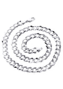 Mens White Gold Chain - Solid Cuban Link 10K Gold