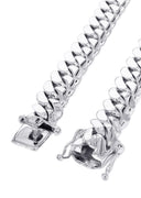 Mens White Gold Chain - Solid Miami Cuban Link 10K/14K Gold