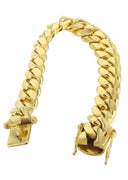 14K Gold Bracelet Solid Miami Cuban Link For Women