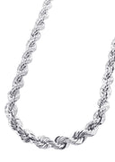 White Gold Chain - Mens Solid Rope Chain 10K Gold