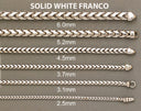 Womens 14K White Gold Chain - Solid Franco Chain