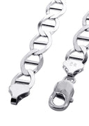 Solid Mens Mariner Bracelet 10K White Gold