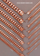14K Rose Gold Bracelet Solid Miami Cuban Link For Women