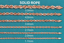 14K Rose Gold Bracelet Solid Rope For Women