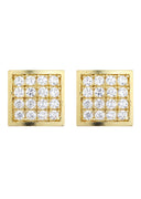 Square Cz 10K Yellow Gold Earrings | Appx 3/8 Inches Wide