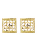 Square Cz 10K Yellow Gold Earrings | Appx 3/8 Inches Wide