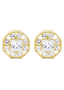 Octagon Cz 10K Yellow Gold Earrings | Appx 1/2 Inches Wide