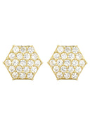 Octagon Cz 10K Yellow Gold Earrings | Appx 1/2 Inches Wide