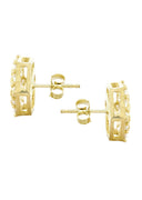Octagon Cz 10K Yellow Gold Earrings | Appx 1/2 Inches Wide
