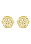 Octagon Cz 10K Yellow Gold Earrings | Appx 1/2 Inches Wide
