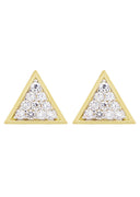 Triangle Cz 10K Yellow Gold Earrings | Appx 1/2 Inches Wide