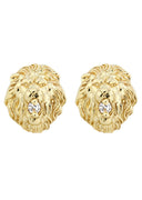 Lion 10K Yellow Gold Studs | Appx. Diameter 0.5 Inches