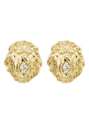 Lion Head 10K Yellow Gold Earrings | Appx 3/8 Inches Wide