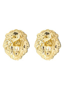 Lion Head 10K Yellow Gold Earrings | Appx 3/8 Inches Wide