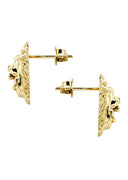 Lion Head 10K Yellow Gold Earrings | Appx 3/8 Inches Wide