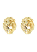 Lion Head 10K Yellow Gold Earrings | Appx 1/2 Inches Wide