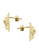 Lion Head 10K Yellow Gold Earrings | Appx 1/2 Inches Wide