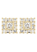 Princess Cz 10K Yellow Gold Earrings | Appx 1/2 Inches Wide