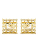 Princess Cz 10K Yellow Gold Earrings | Appx 1/2 Inches Wide