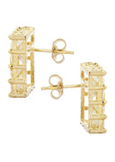 Princess Cz 10K Yellow Gold Earrings | Appx 1/2 Inches Wide