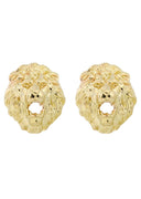 Lion Head 10K Yellow Gold Earrings | Appx 1/4 Inches Wide