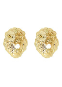 Lion Head 10K Yellow Gold Earrings | Appx 1/4 Inches Wide