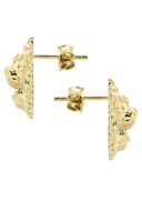Lion Head 10K Yellow Gold Earrings | Appx 1/4 Inches Wide