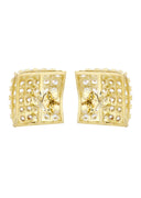 Square Cz 10K Yellow Gold Earrings | Appx 1/2 Inches Wide