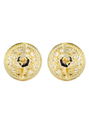 Circle Cz 10K Yellow Gold Earrings | Appx 1/2 Inches Wide