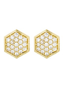 Octagon Cz 10K Yellow Gold Earrings | Appx 1/2 Inches Wide