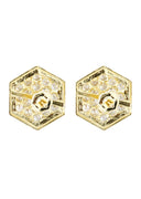 Octagon Cz 10K Yellow Gold Earrings | Appx 1/2 Inches Wide