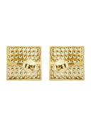 Square Cz 10K Yellow Gold Earrings | Appx 1/2 Inches Wide