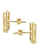 Square Cz 10K Yellow Gold Earrings | Appx 1/2 Inches Wide
