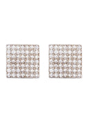 Square Cz 10K Yellow Gold Earrings | Appx 3/8 Inches Wide