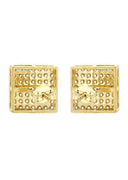 Square Cz 10K Yellow Gold Earrings | Appx 3/8 Inches Wide