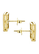 Square Cz 10K Yellow Gold Earrings | Appx 3/8 Inches Wide