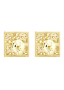 Square Cz 10K Yellow Gold Earrings | Appx 3/8 Inches Wide