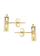 Square Cz 10K Yellow Gold Earrings | Appx 3/8 Inches Wide