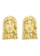 Jesus Head 10K Yellow Gold Earrings | Appx 1/2 Inches Wide