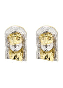 Jesus Head 10K Yellow Gold Earrings | Appx 3/8 Inches Wide