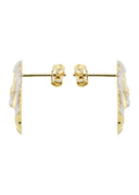 Jesus 10K Yellow Gold Studs | Appx. Diameter 0.5 Inches