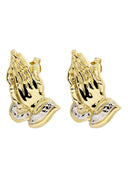 Praying Hands 10K Yellow Gold Earrings | Appx 1 Inch Wide