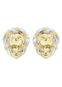 Lion 10K Yellow Gold Studs | Appx. Diameter 1 Inches