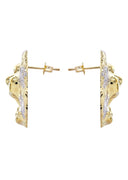 Lion Head 10K Yellow Gold Earrings | Appx 1 Inch Wide