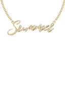 14K Yellow Gold Ladies Full Diamond Name Plate Necklace | Appx. 1.5 Carat