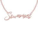 14K Rose Gold Ladies Full Diamond Name Plate Necklace | Appx. 1.5 Carat